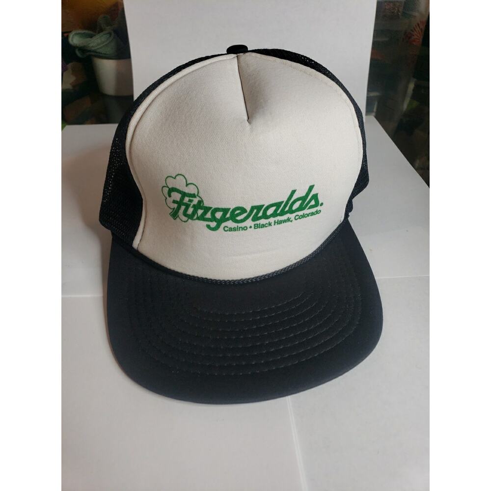 VTG Fitzgeralds Casino Hat Cap Snap Back Mesh Trucker Black Hawk Colorado 90s
